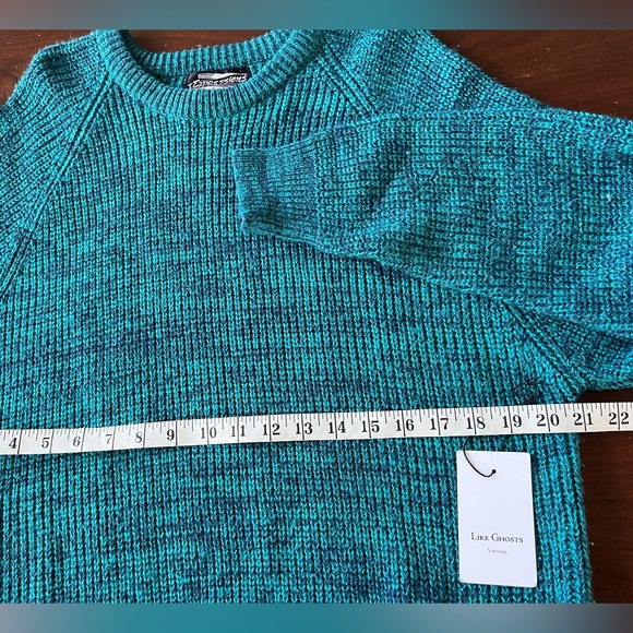Expressions Men’s Knit Textured Sweater | Turquoise | L - Picture 7 of 9